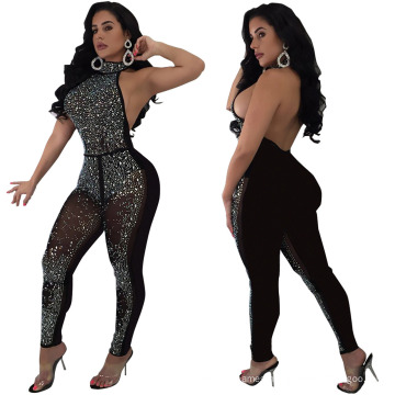 Fashionable Fall Autumn Sexy Romper Women Jump Suit Women 2019 Rhinestone Costume Jumpsuit